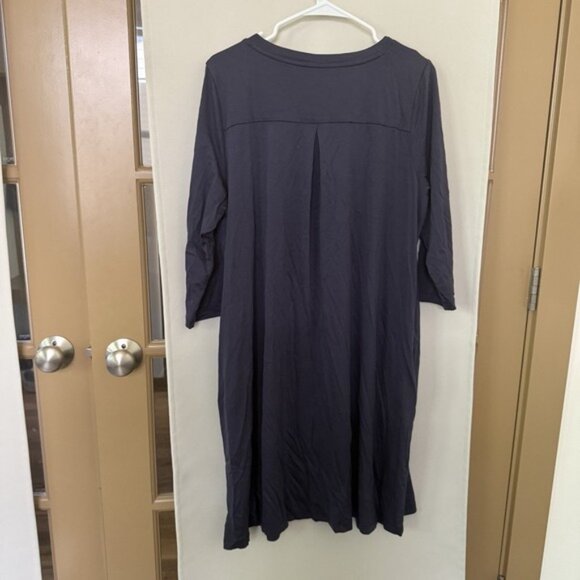 Wool& Womens 2x Blue V-Neck 3/4 Sleeve Merino Wool Blend Willow Dress Pockets - Picture 5 of 8